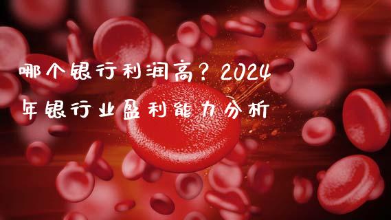 哪个银行利润高？2024年银行业盈利能力分析_https://www.fsyjjx.cn_期货资讯_第1张