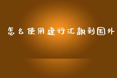 怎么使用建行汇款到国外_https://www.fsyjjx.cn_期货研报_第1张