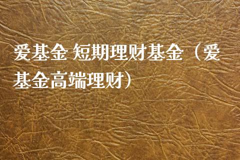 爱基金 短期理财基金（爱基金高端理财）_https://www.fsyjjx.cn_理财资讯_第1张