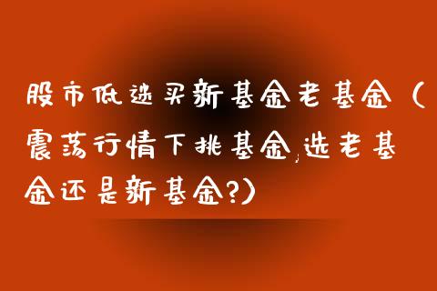 股市低迷买新基金老基金（震荡行情下挑基金,选老基金还是新基金?）_https://www.fsyjjx.cn_理财资讯_第1张