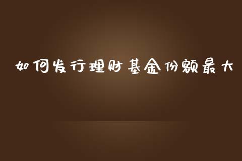 如何发行理财基金份额最大_https://www.fsyjjx.cn_问财精选_第1张