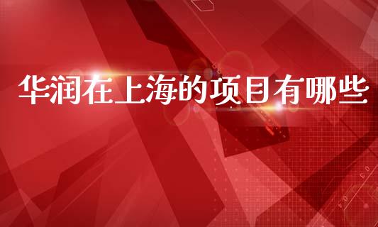 华润在上海的项目有哪些_https://www.fsyjjx.cn_问财精选_第1张