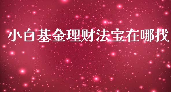 小白基金理财法宝在哪找_https://www.fsyjjx.cn_问财精选_第1张