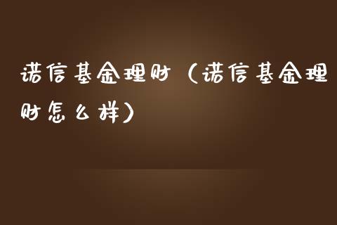 诺信基金理财（诺信基金理财怎么样）_https://www.fsyjjx.cn_理财资讯_第1张