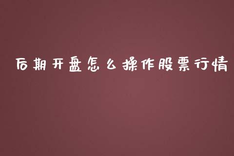 后期开盘怎么操作股票行情_https://www.fsyjjx.cn_股票指导_第1张