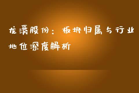 龙溪股份：板块归属与行业地位深度解析_https://www.fsyjjx.cn_股票指导_第1张