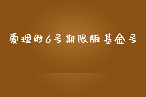 爱理财6号期限版基金号_https://www.fsyjjx.cn_理财资讯_第1张