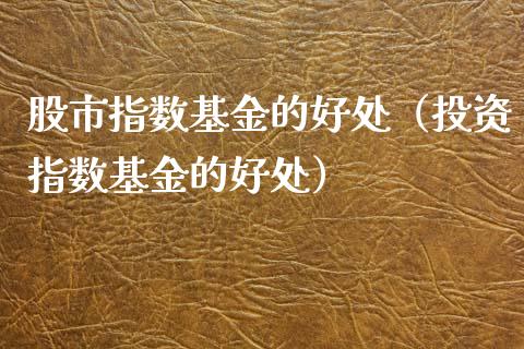 股市指数基金的好处（投资指数基金的好处）_https://www.fsyjjx.cn_问财精选_第1张