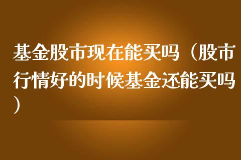 基金股市现在能买吗（股市行情好的时候基金还能买吗）_https://www.fsyjjx.cn_理财资讯_第1张