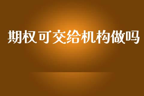 期权可交给机构做吗_https://www.fsyjjx.cn_问财精选_第1张