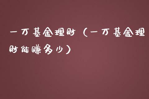 一万基金理财（一万基金理财能赚多少）_https://www.fsyjjx.cn_问财精选_第1张