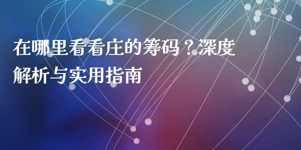 在哪里看看庄的筹码？深度解析与实用指南_https://www.fsyjjx.cn_期货资讯_第1张