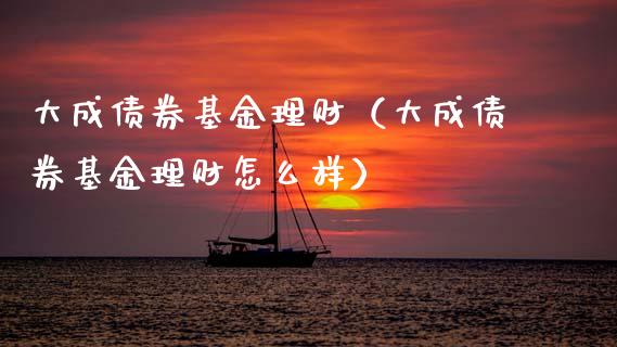 大成债券基金理财（大成债券基金理财怎么样）_https://www.fsyjjx.cn_问财精选_第1张