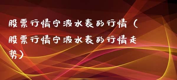 股票行情宁波水表的行情（股票行情宁波水表的行情走势）_https://www.fsyjjx.cn_股指期货_第1张