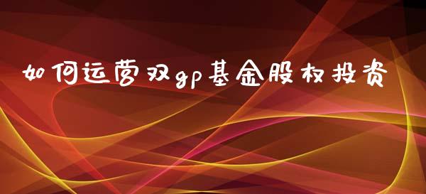 如何运营双gp基金股权投资_https://www.fsyjjx.cn_期货在线_第1张