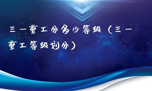 三一重工分多少等级（三一重工等级划分）_https://www.fsyjjx.cn_股票指导_第1张