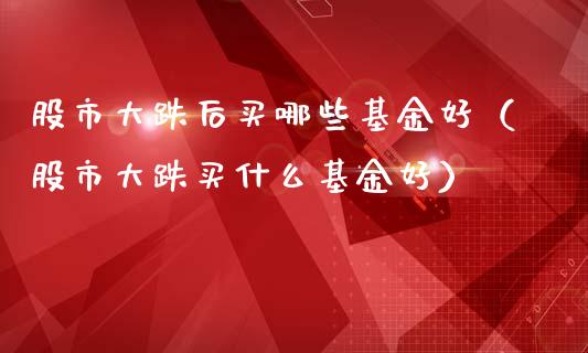 股市大跌后买哪些基金好（股市大跌买什么基金好）_https://www.fsyjjx.cn_理财资讯_第1张