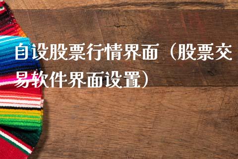 自设股票行情界面（股票交易软件界面设置）_https://www.fsyjjx.cn_股市分析_第1张
