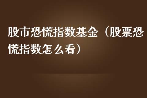 股市恐慌指数基金（股票恐慌指数怎么看）_https://www.fsyjjx.cn_理财资讯_第1张