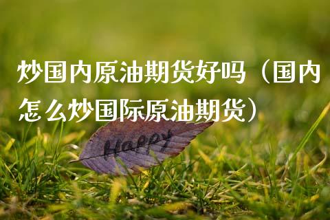 炒国内原油期货好吗（国内怎么炒国际原油期货）_https://www.fsyjjx.cn_期货资讯_第1张