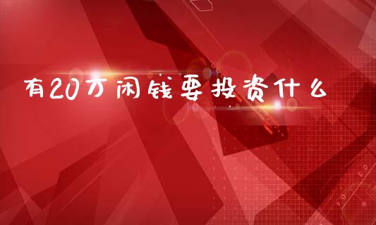 有20万闲钱要投资什么_https://www.fsyjjx.cn_股市分析_第1张