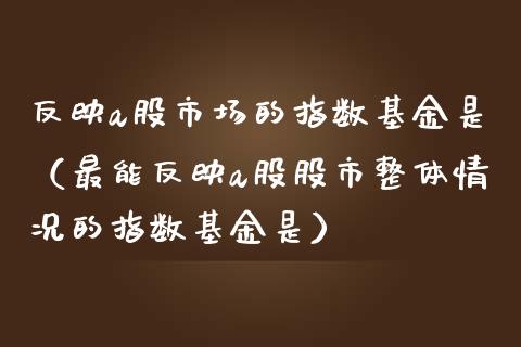 反映a股市场的指数基金是（最能反映a股股市整体情况的指数基金是）_https://www.fsyjjx.cn_问财精选_第1张