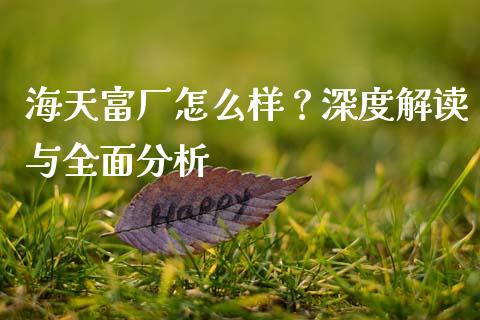 海天富厂怎么样？深度解读与全面分析_https://www.fsyjjx.cn_期货研报_第1张