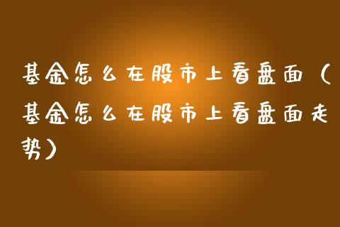 基金怎么在股市上看盘面（基金怎么在股市上看盘面走势）_https://www.fsyjjx.cn_问财精选_第1张
