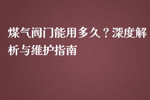 煤气阀门能用多久？深度解析与维护指南_https://www.fsyjjx.cn_问财精选_第1张