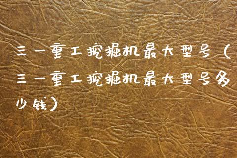 三一重工挖掘机最大型号（三一重工挖掘机最大型号多少钱）_https://www.fsyjjx.cn_股票指导_第1张