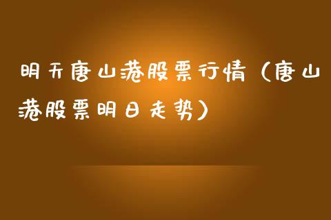 明天唐山港股票行情（唐山港股票明日走势）_https://www.fsyjjx.cn_股市分析_第1张