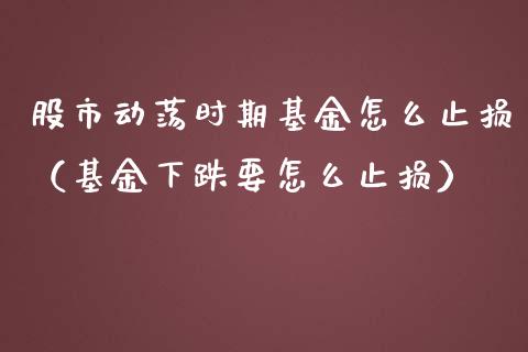 股市动荡时期基金怎么止损（基金下跌要怎么止损）_https://www.fsyjjx.cn_问财精选_第1张