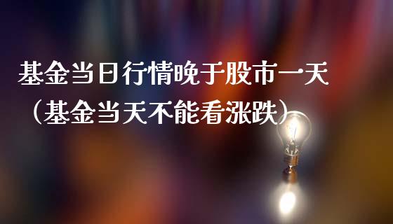 基金当日行情晚于股市一天（基金当天不能看涨跌）_https://www.fsyjjx.cn_理财资讯_第1张