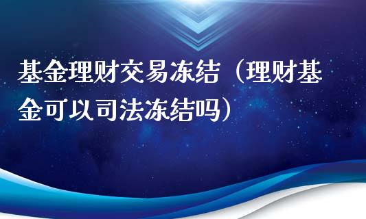 基金理财交易冻结（理财基金可以司法冻结吗）_https://www.fsyjjx.cn_理财资讯_第1张