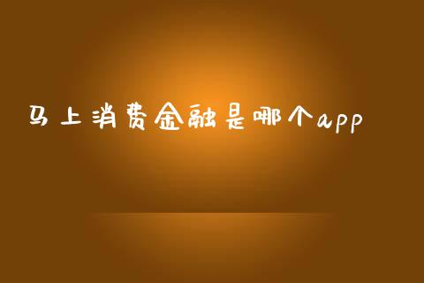 马上消费金融是哪个app_https://www.fsyjjx.cn_期货资讯_第1张