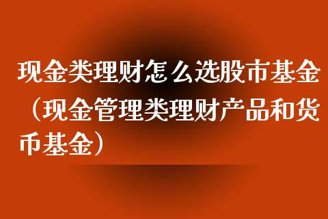 现金类理财怎么选股市基金（现金管理类理财产品和货币基金）_https://www.fsyjjx.cn_理财资讯_第1张