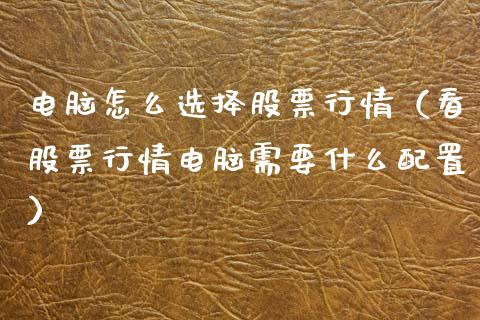 电脑怎么选择股票行情（看股票行情电脑需要什么配置）_https://www.fsyjjx.cn_股票指导_第1张
