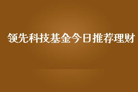领先科技基金今日推荐理财_https://www.fsyjjx.cn_问财精选_第1张