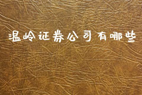 温岭证券公司有哪些_https://www.fsyjjx.cn_期货研报_第1张
