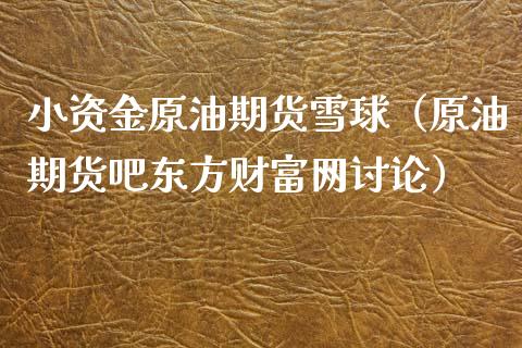 小资金原油期货雪球（原油期货吧东方财富网讨论）_https://www.fsyjjx.cn_期货资讯_第1张