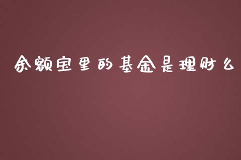 余额宝里的基金是理财么_https://www.fsyjjx.cn_问财精选_第1张