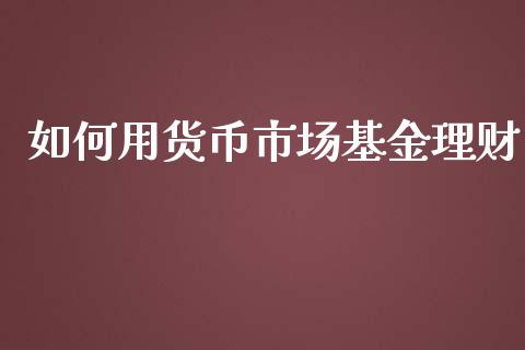如何用货币市场基金理财_https://www.fsyjjx.cn_问财精选_第1张