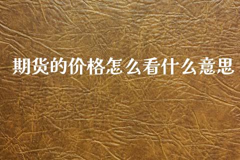 期货的价格怎么看什么意思_https://www.fsyjjx.cn_理财资讯_第1张