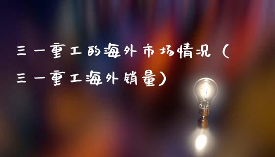 三一重工的海外市场情况（三一重工海外销量）_https://www.fsyjjx.cn_股票指导_第1张