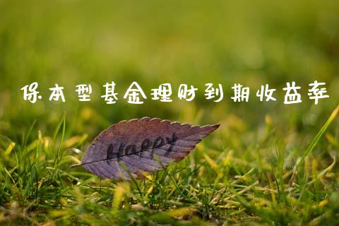 保本型基金理财到期收益率_https://www.fsyjjx.cn_问财精选_第1张