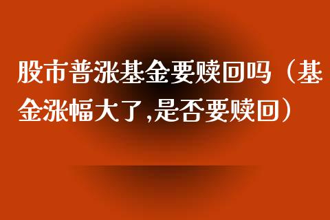 股市普涨基金要赎回吗（基金涨幅大了,是否要赎回）_https://www.fsyjjx.cn_理财资讯_第1张