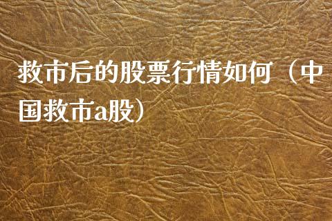 救市后的股票行情如何（中国救市a股）_https://www.fsyjjx.cn_股票指导_第1张