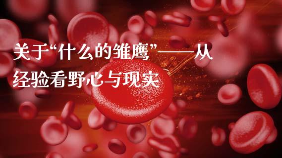 关于“什么的雏鹰”——从经验看野心与现实_https://www.fsyjjx.cn_股指期货_第1张