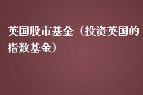 英国股市基金（投资英国的指数基金）_https://www.fsyjjx.cn_问财精选_第1张