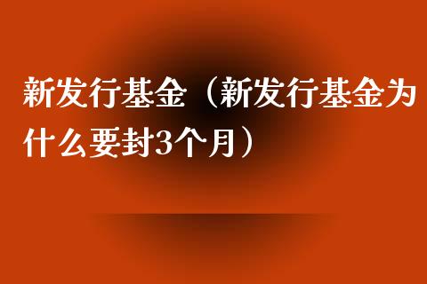 新发行基金（新发行基金为什么要封3个月）_https://www.fsyjjx.cn_问财精选_第1张